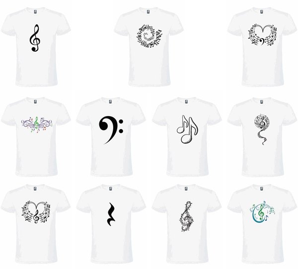 T-Shirt Notenfluss Abwärtsschnecke Violinschlüssel Notations-Serie