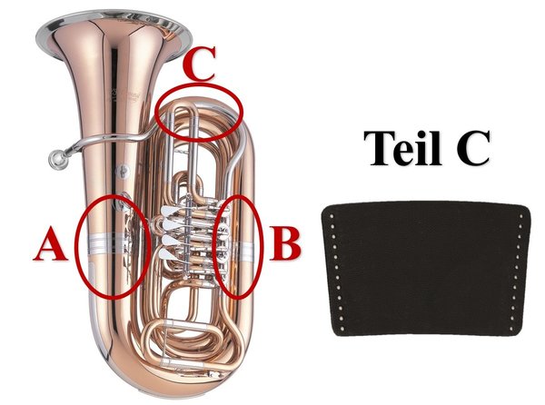 3 teiliger Handgearbeiteter Handschutz für Tuba aus Echtleder