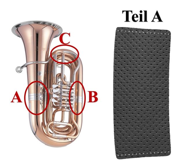 3 teiliger Handgearbeiteter Handschutz für Tuba aus Echtleder