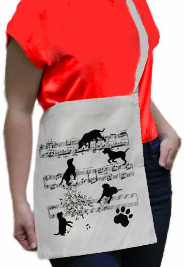 Chaos der Labradore / Hunde auf Notenblatt Baumwolltasche/Einkaufsbeutel Tier-Serie